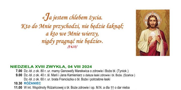 Intencje mszalne 04.08.2024