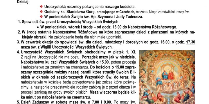 Ogłoszenia Duszpasterskie 27.10.2024