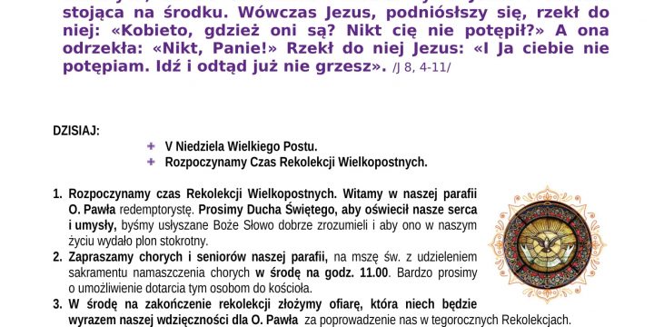 Ogłoszenia Duszpasterskie 6.04.2025