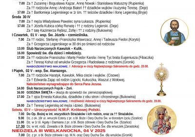 Intencje Mszalne 27.04.2025