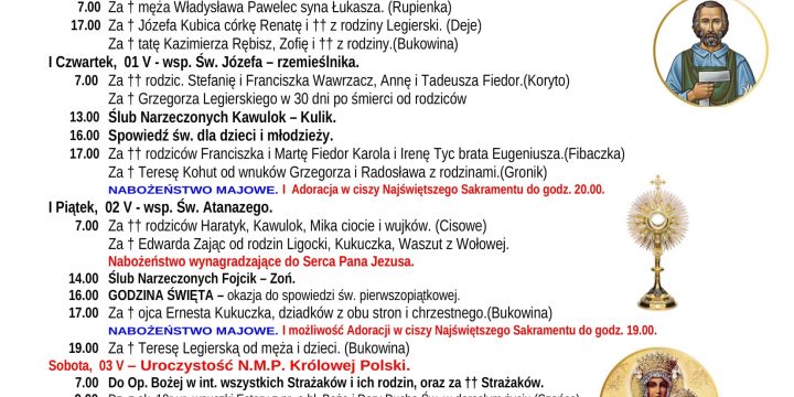 Intencje Mszalne 27.04.2025