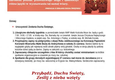 Ogłoszenia Duszpasterskie 8.06.2025