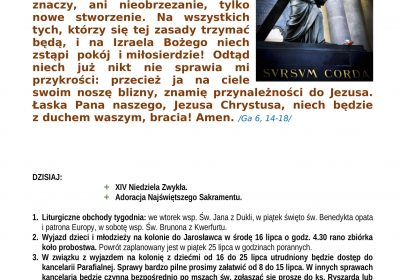 Ogłoszenia Duszpasterskie 06.07.2025
