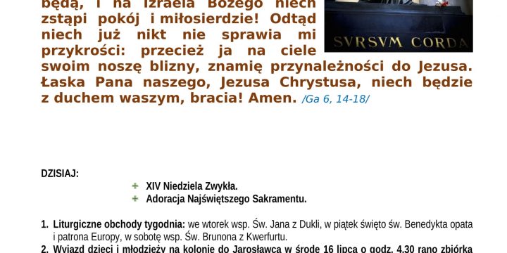 Ogłoszenia Duszpasterskie 06.07.2025