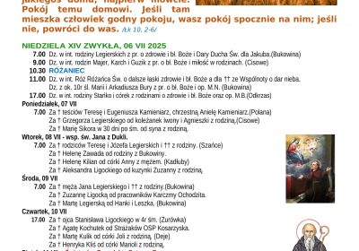 Intencje Mszalne 06.07.2025
