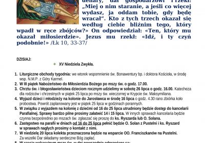 Ogłoszenia Duszpasterskie 13.07.2025