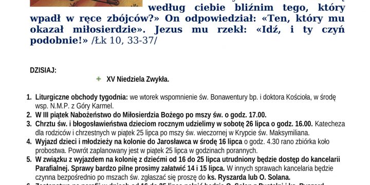 Ogłoszenia Duszpasterskie 13.07.2025