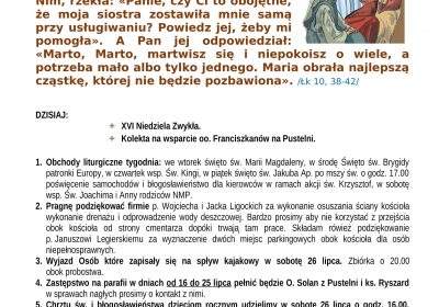 Ogłoszenia Duszpasterskie 20.07.2025