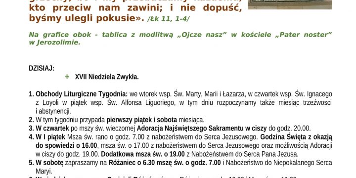 Ogłoszenia Duszpasterskie 27.07.2025