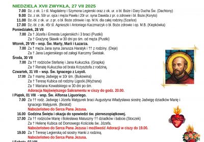 Intencje Mszalne 27.07.2025