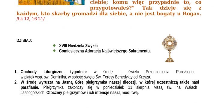Ogłoszenia Duszpasterskie 03.08.2025
