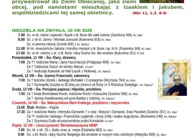 Intencje Mszalne 10.08.2025