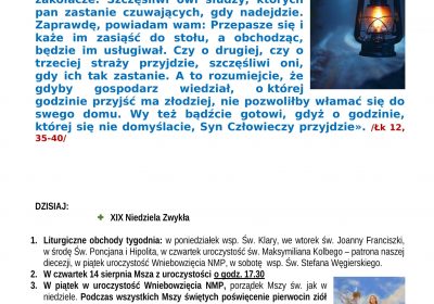 Ogłoszenia Duszpasterskie 10.08.2025
