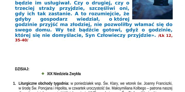 Ogłoszenia Duszpasterskie 10.08.2025