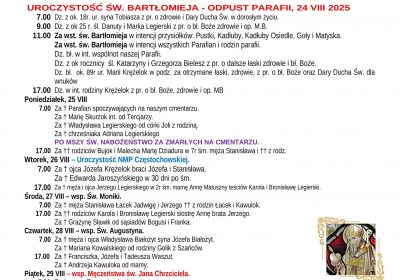Intencje Mszalne 24.08.2025