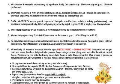Ogłoszenia Duszpasterskie 31.08.2025