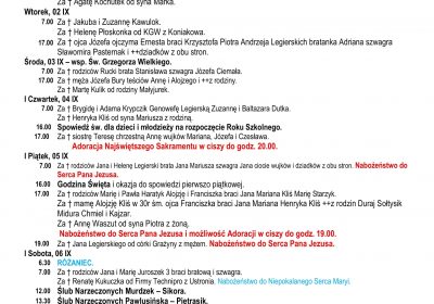 Intencje Mszalne 31.08.2025