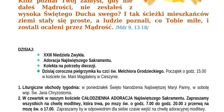 Ogłoszenia Duszpasterskie 07.09.2025