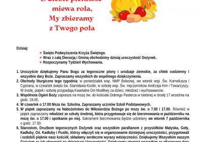 Ogłoszenia Duszpasterskie 14.09.2025