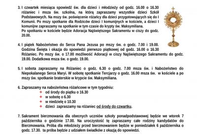 Ogłoszenia Duszpasterskie 28.09.2025