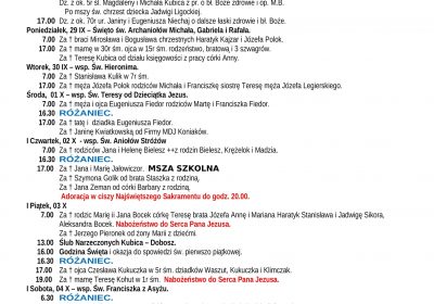 Intencje Mszalne 28.09.2025