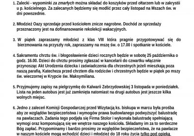 Ogłoszenia Duszpasterskie 19.10.2025