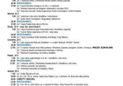 Intencje Mszalne 19.10.2025