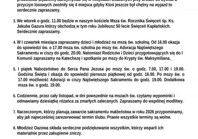 Ogłoszenia Duszpasterskie 02.11.2025