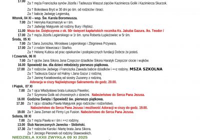 Intencje Mszalne 02.11.2025