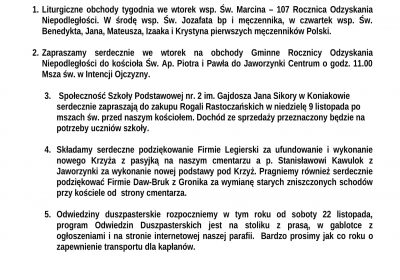 Ogłoszenia Duszpasterskie 09.11.2025