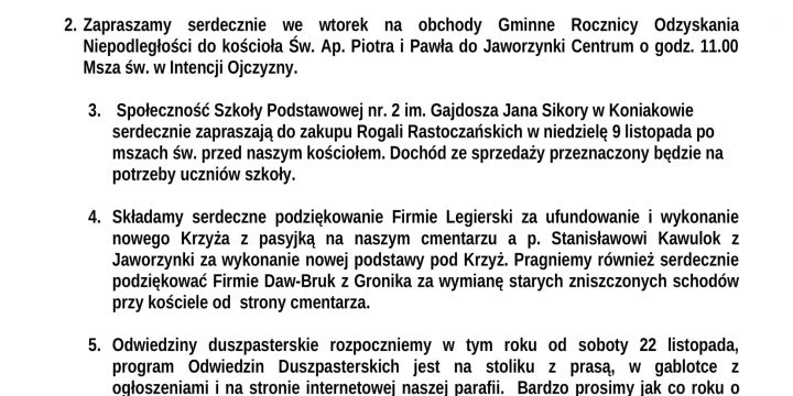 Ogłoszenia Duszpasterskie 09.11.2025