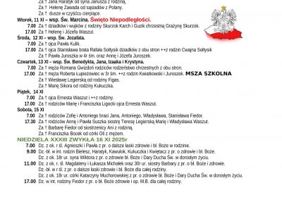 Intencje Mszalne 09.11.2025