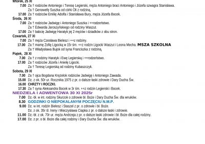 Intencje Mszalne 23.11.2025