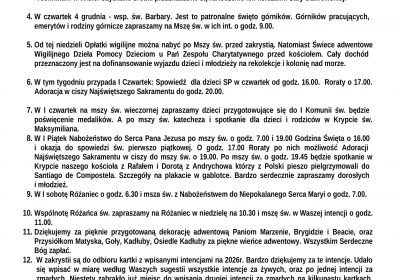 Ogłoszenia Duszpasterskie 30.11.2025