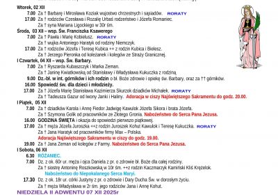 Intencje Mszalne 30.11.2025