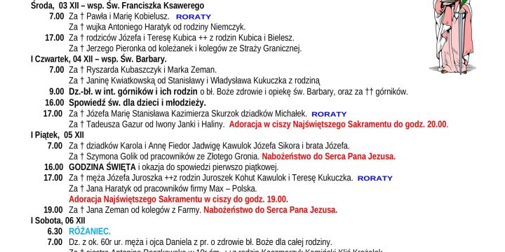 Intencje Mszalne 30.11.2025