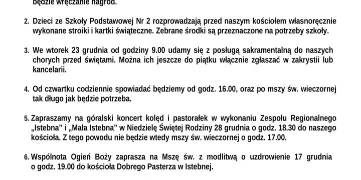 Ogłoszenia Duszpasterskie 14.12.2025