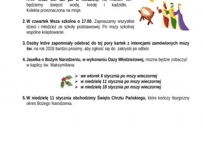 Ogłoszenia Duszpasterskie 04.01.2026
