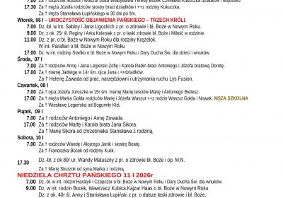 Intencje Mszalne 04.01.2026