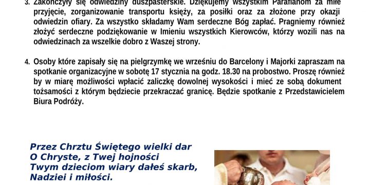 Ogłoszenia Duszpasterskie 11.01.2026
