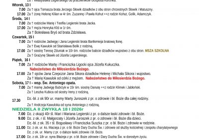 Intencje Mszalne 11.01.2026