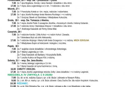 Intencje Mszalne 25.01.2026