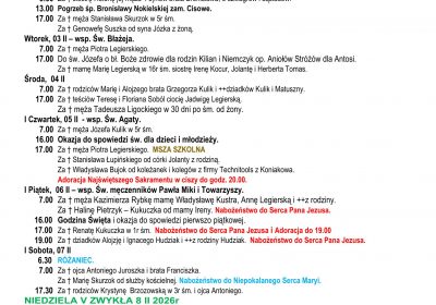 Intencje Mszalne 01.02.2026