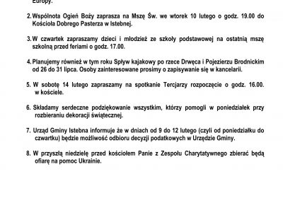 Ogłoszenia Duszpasterskie 08.02.2026