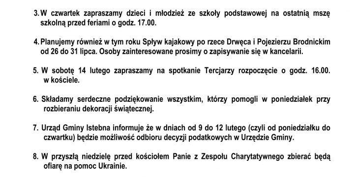 Ogłoszenia Duszpasterskie 08.02.2026