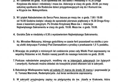 Ogłoszenia Duszpasterskie 01.03.2026