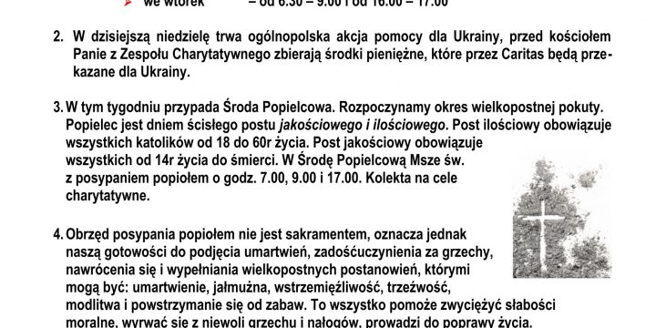 Ogłoszenia Duszpasterskie 15.02.2026