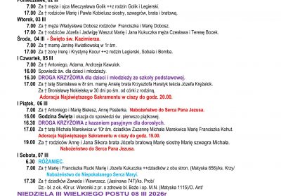 Intencje Mszalne 01.03.2026