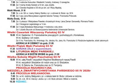 Intencje Mszalne 29.03.2026