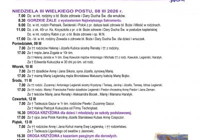 Intencje Mszalne 08.03.2026